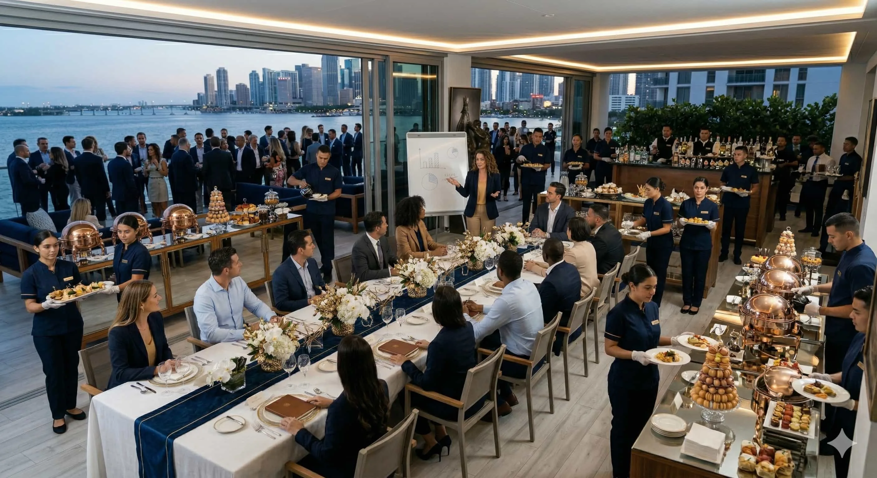 Company offsite planning with team collaboration in an upscale destination setting